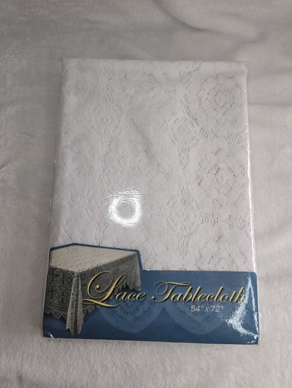 Starcrest Lace Tablecloth Oblong Size 54" x 72" White Polyester Vintage